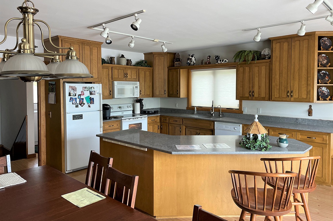 Large kitchen in lake house